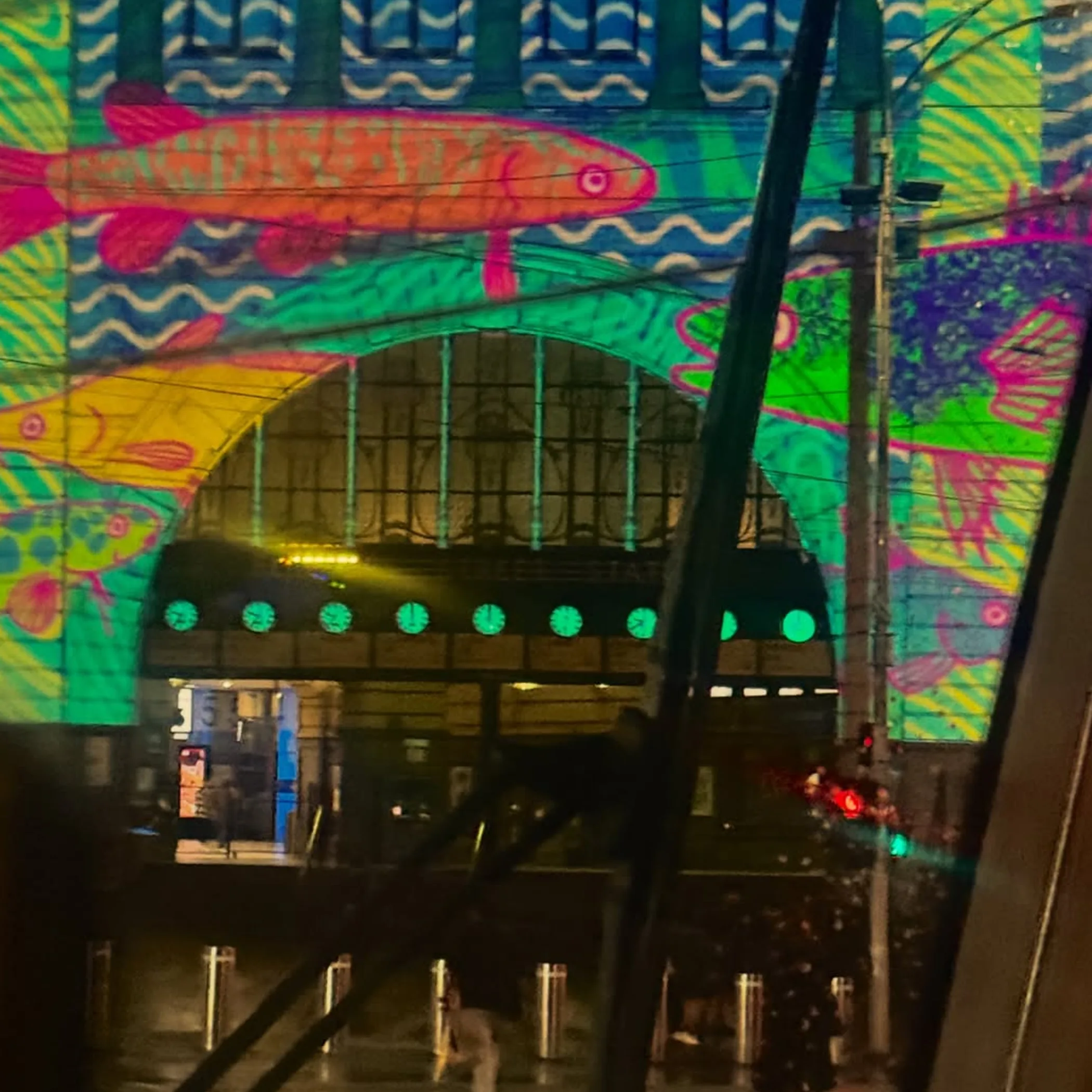 flinders street station illuminated at night