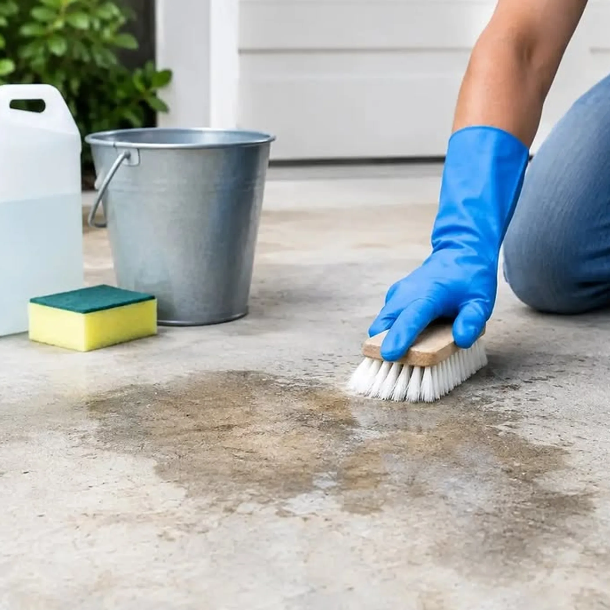 concrete being cleaned