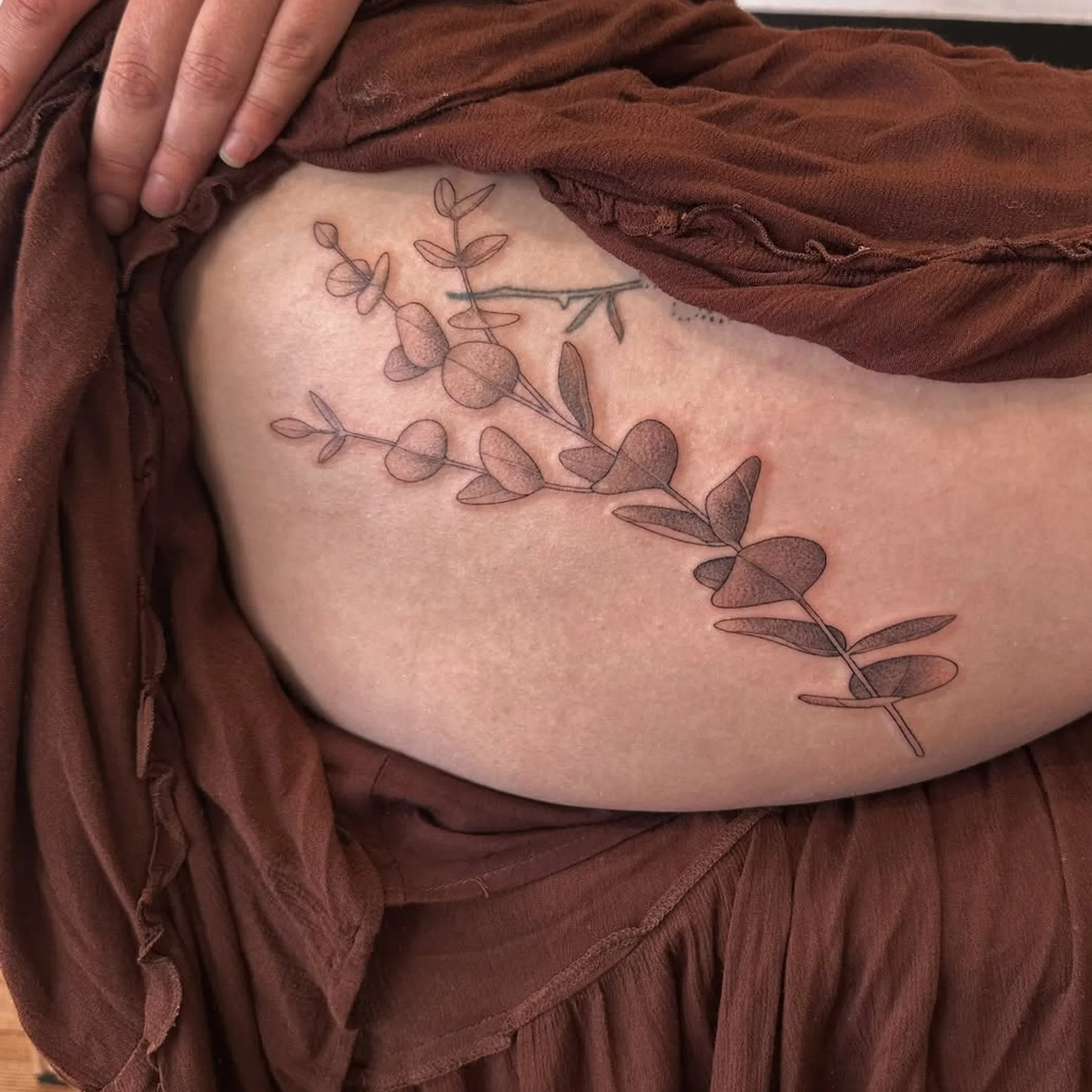 eucalyptus and wattle flower tattoo